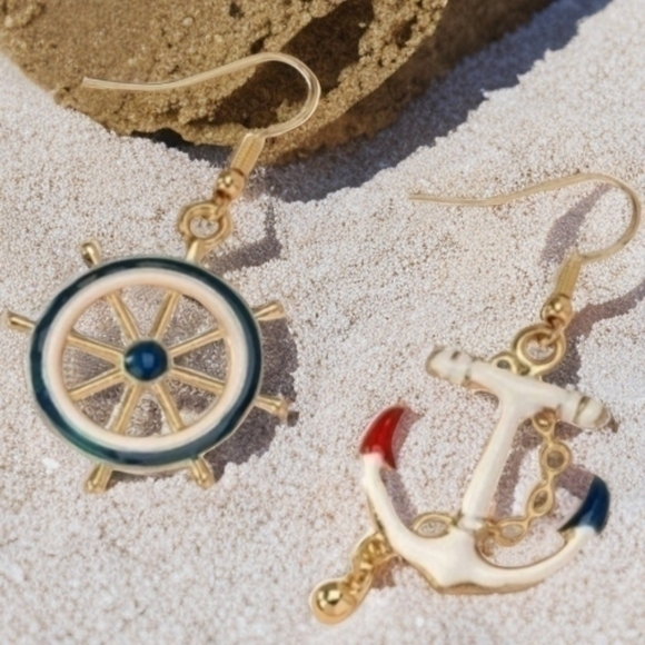 Betsey Johnson Jewelry - BETSEY JOHNSON "ANCHORS AWAY " ENAMEL ALLOY EARRINGS